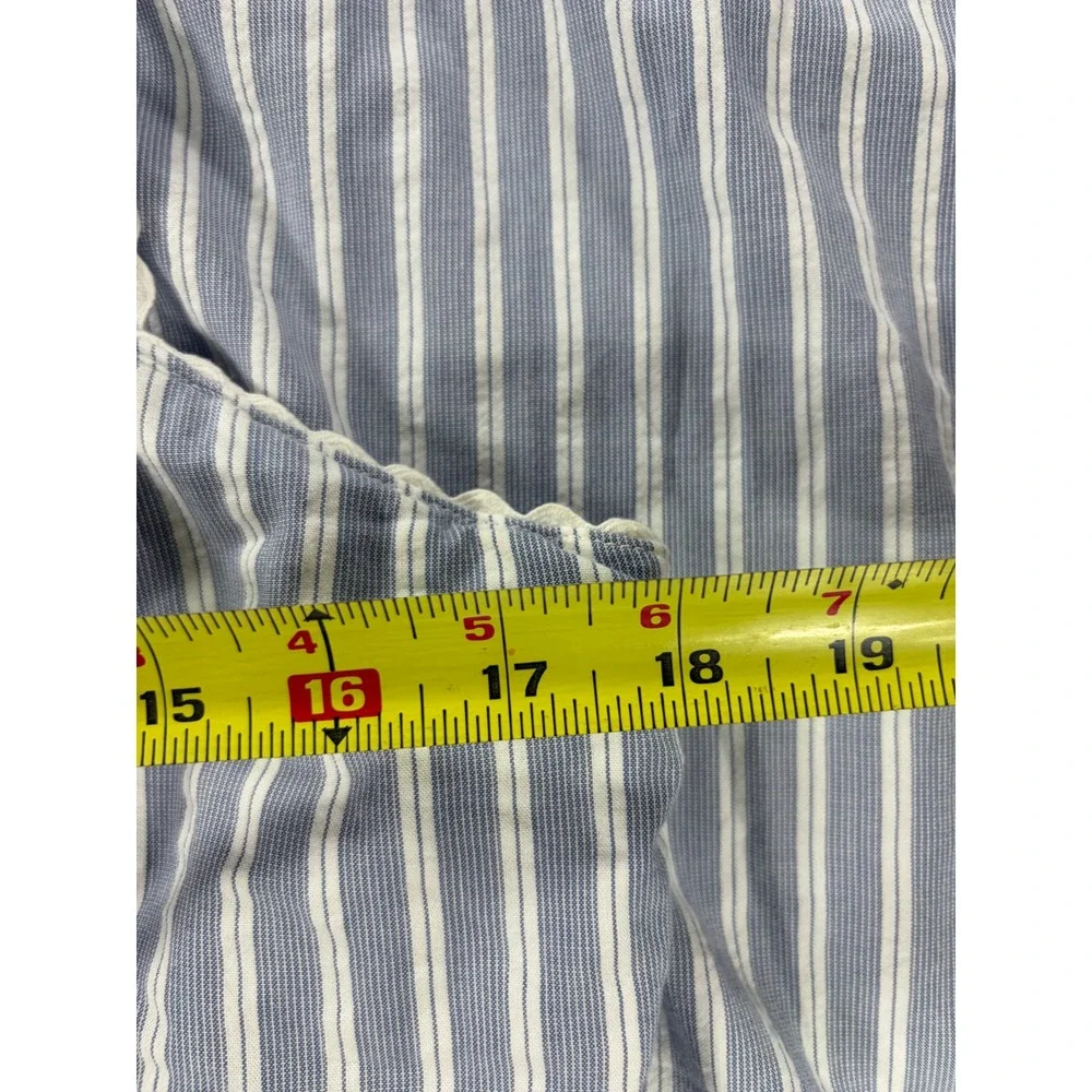 Old Navy Blue White Striped Tie Front Smocked Midi Dress Womens Medium Tall